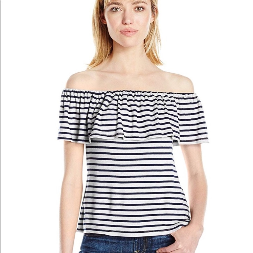 Splendid striped off the shoulder t-shirt